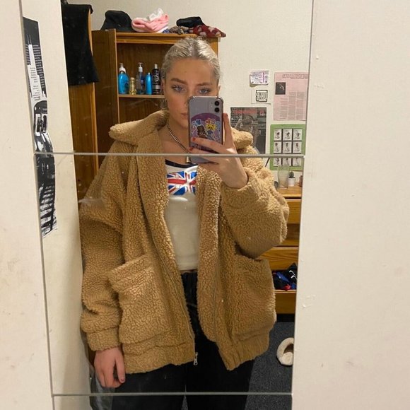 I.AM.GIA Pixie Oversized Coat Teddy in Caramel Cozy Casual Y2K sz XS - Picture 4 of 10